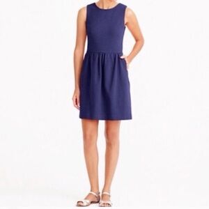 J. Crew Size XL Navy Blue High Neck Daybreak Cotton Blend Heavyweight Mini Dress
